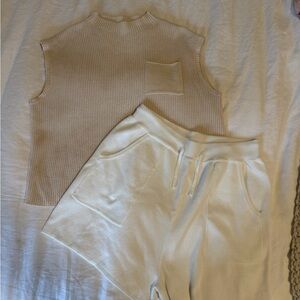 Amazon Cream Knit Sleeveless Top with Ivory Lounge Shorts Set